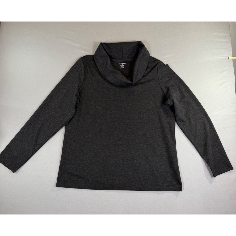 Lands End Cowl Neck Top Womens XL Charcoal Gray Minimalist Neutral Cozy Casual